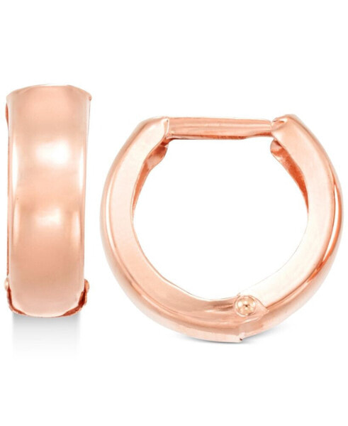 Polished Wide Huggy Hoop Earrings in 10k Rose Gold