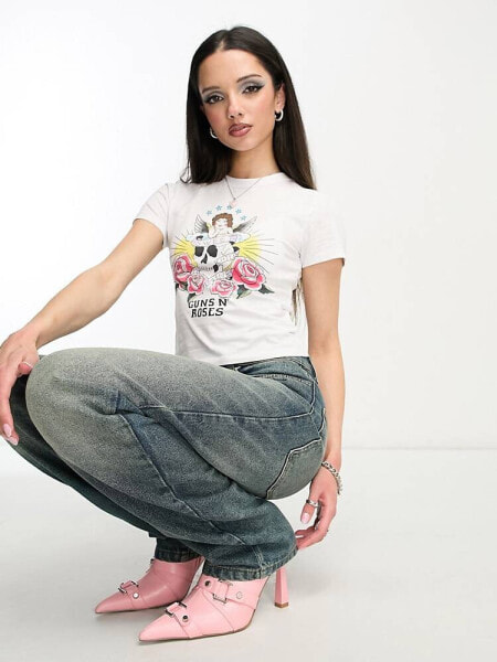 Cotton On Guns & Roses band tee in white