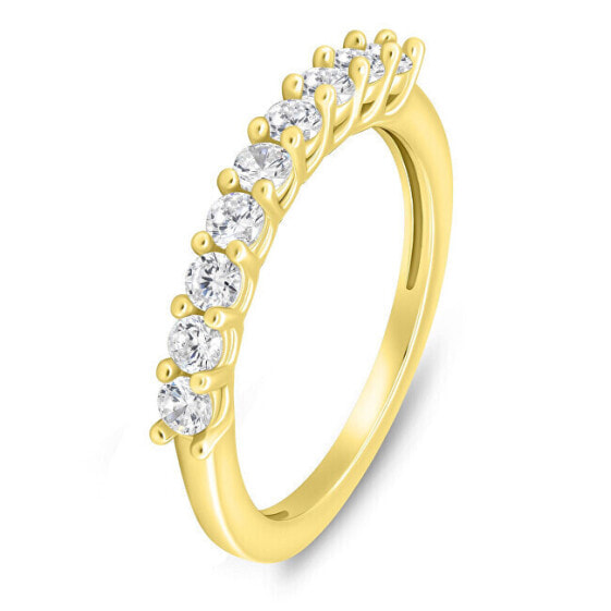 Decent gold-plated ring with clear zircons RI063Ya