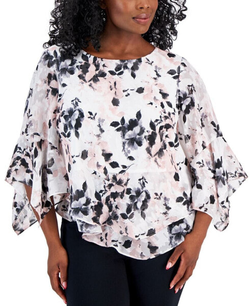 Plus Size Scoop-Neck Tiered Ruffled Blouse