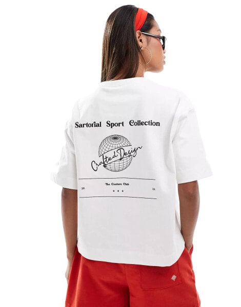 The Couture Club sartorial sport printed t-shirt in off white