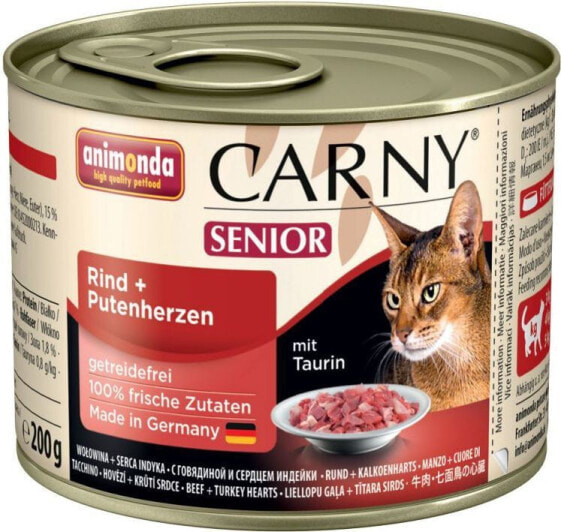 Влажный корм для кошек Animonda CARNY Senior Говядина и сердца индейки 200 г