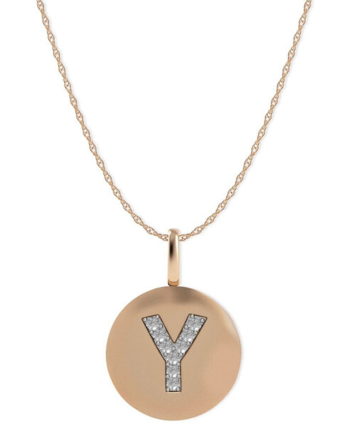 14k Rose Gold Necklace, Diamond Accent Letter Y Disk Pendant