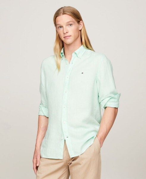 Men's Pigment-Dyed Button-Down Long Sleeve Shirt