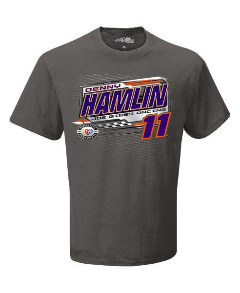 Men's Charcoal Denny Hamlin 2023 NASCAR Cup Series Schedule T-shirt