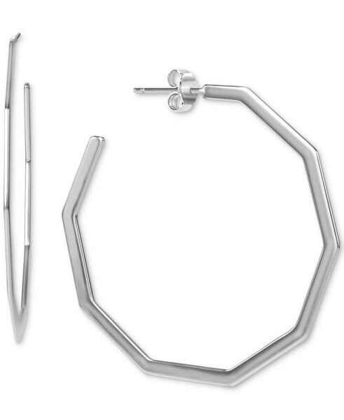 Polished Geometric Medium Hoop Earrings in Sterling Silver, 1-5/8", Created for Macy's