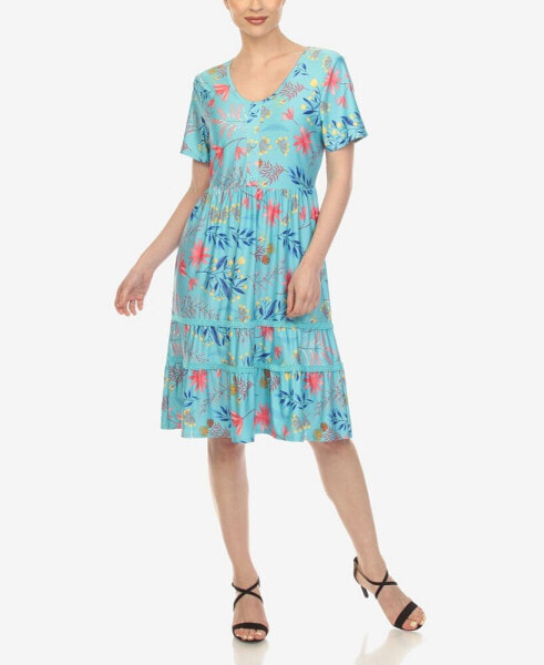 Women's Floral Short Sleeve Knee Length Dress