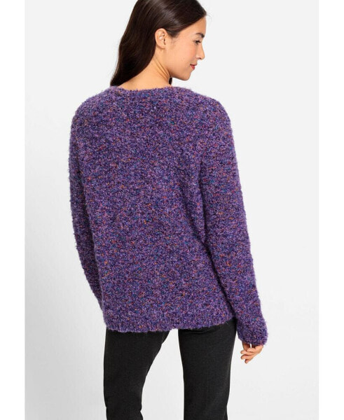 Women's Long Sleeve Boucle Yarn Sweater