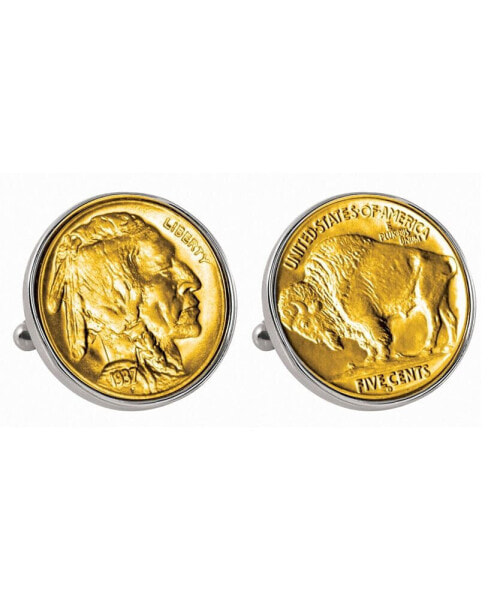 Запонки American Coin Treasures золотые с позолоченным никелем и бивнем буйвола