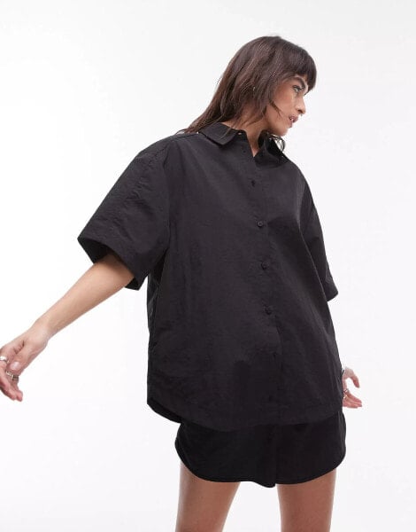 Topshop 3/4 technical shirt in black