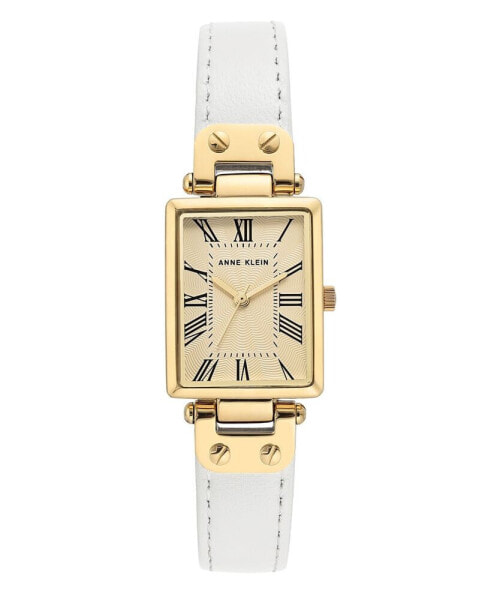 Часы Anne Klein Gold-Tone и White Leather Watch 215mm
