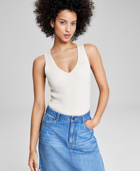 Women's Sleeveless Sweater V-Neck Bodysuit, Created for Macy's