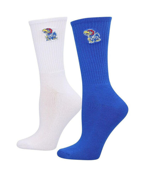 Women's Royal, White Kansas Jayhawks 2-Pack Quarter-Length Socks