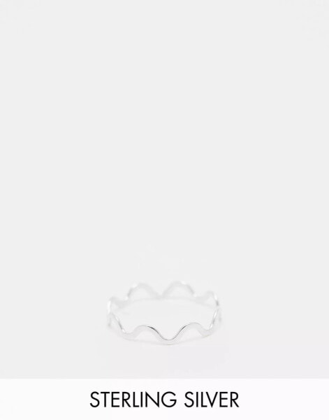 ASOS DESIGN Curve sterling silver ring with wave design