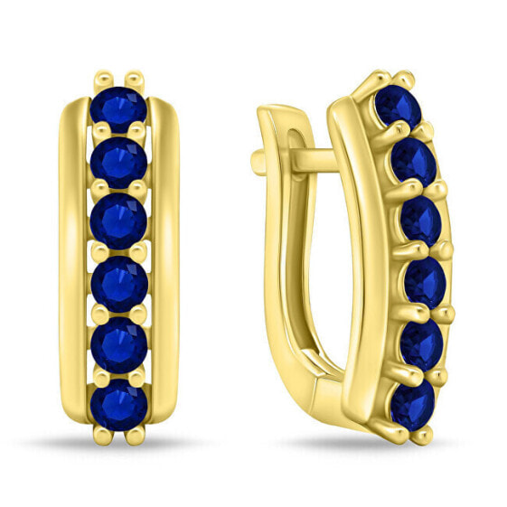 Amazing gold plated earrings with dark blue zircons EA543YB