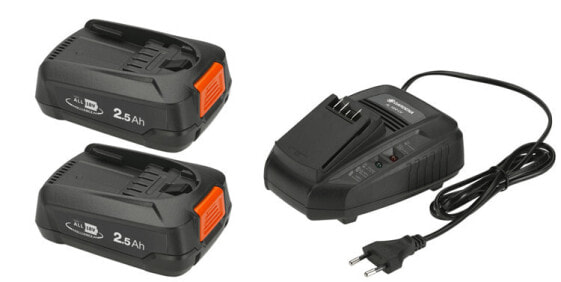 Gardena P4A 2 x PBA 18V/45 + AL 1830 CV - Battery & charger set - Lithium-Ion (Li-Ion) - 2.5 Ah - 18 V - Gardena - Black - Orange