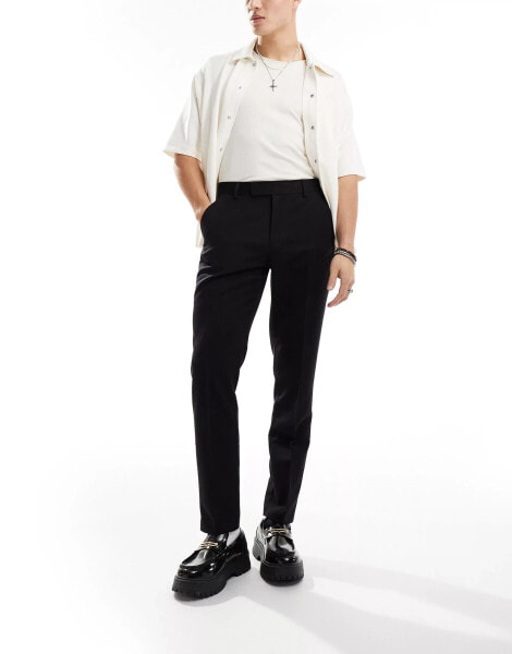 ASOS DESIGN smart slim fit trousers in black