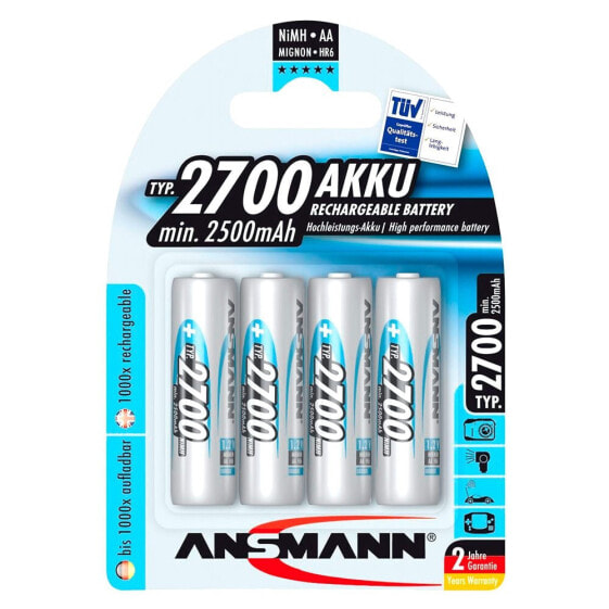 ANSMANN 1x4 Rechargeable 2700 Mignon AA 2500mAh Batteries