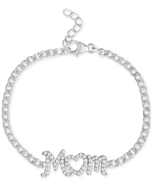 Cubic Zirconia MOM Curb Link Chain Bracelet in Sterling Silver, Created for Macy's