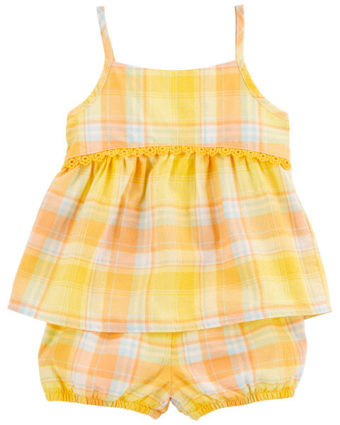 Baby 2-Piece Plaid Set with Bubble Shorts 9M