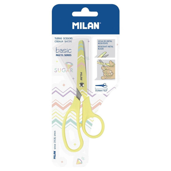 MILAN Blister Pack Basic Pastel Scissors Yellow