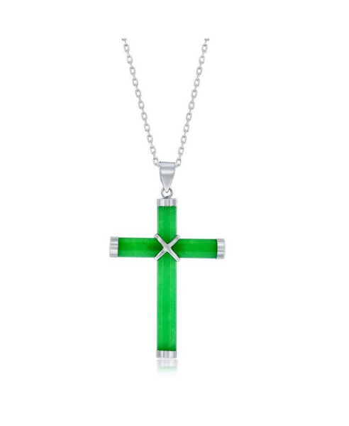 Sterling Silver Jade Cross Necklace