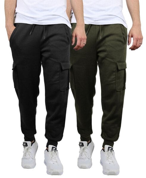 Men's Heavyweight Fleece-Lined Cargo Jogger Sweatpants, Pack of 2