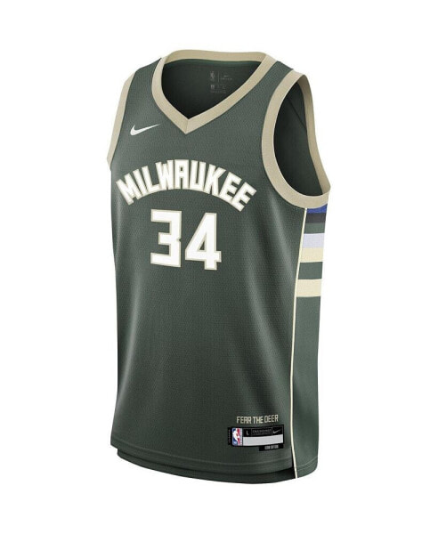 Big Boys Giannis Antetokounmpo Hunter Green Milwaukee Bucks Swingman Jersey - Icon Edition