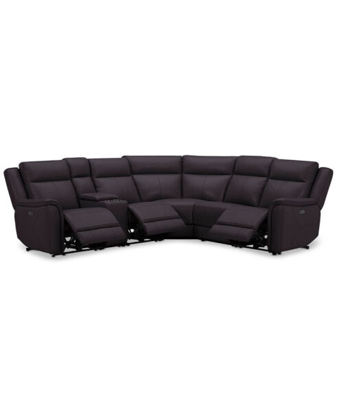 Addyson 117" 6-Pc. Leather Sectional with 3 Zero Gravity Recliners with Power Headrests & 1 Console, Created for Macy's