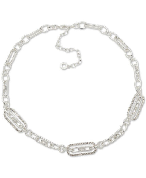 Silver-Tone Crystal Link Collar Necklace, 16" + 3" extender