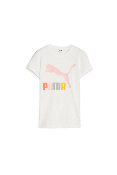 Футболка PUMA Classics Multi Color Logo Tee Женская Белая