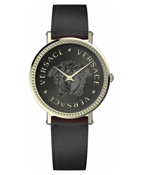 Women's Swiss V-Dollar Black Leather Strap Watch 37mm
