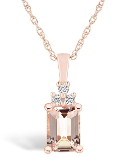 Morganite (1-3/8 Ct. T.W.) and Diamond (1/10 Ct. T.W.) Pendant Necklace in 14K Rose Gold