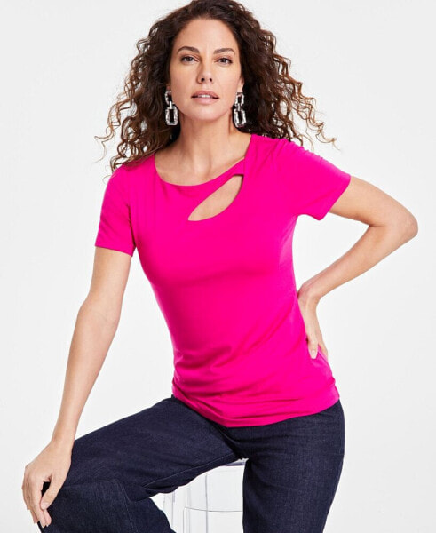 Women's Asymmetrical Cutout T-Shirt, Created for Macy's