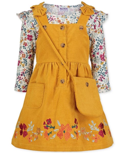 Little Girls Top, Corduroy Dress and Crossbody Bag Set