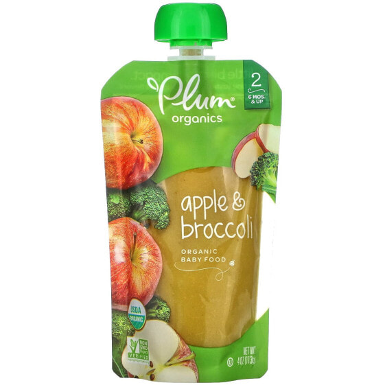 Organic Baby Food, 6+ Months, Apple & Broccoli, 4 oz (113 g)