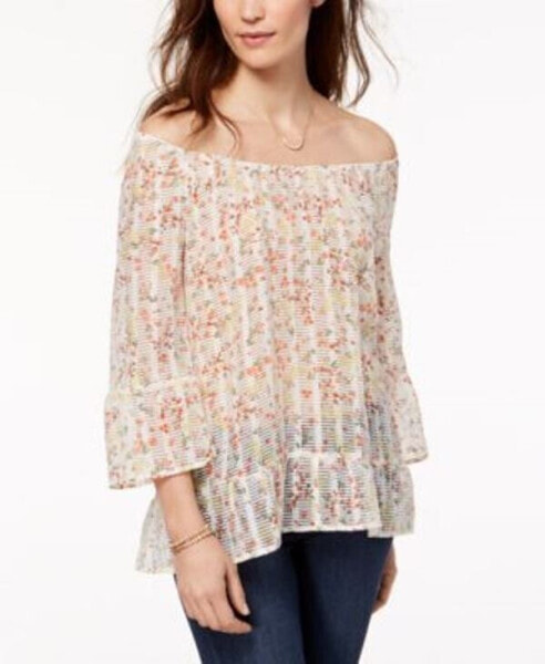 Топ Style & Co Ruffled Off The Shoulder Daydream Pink
