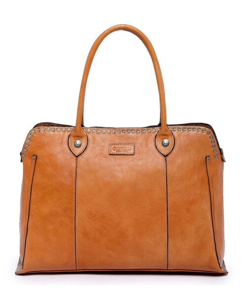 Women's Genuine Leather Soul Stud Satchel Bag