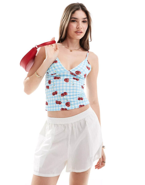 ASOS DESIGN cherry gingham cami top