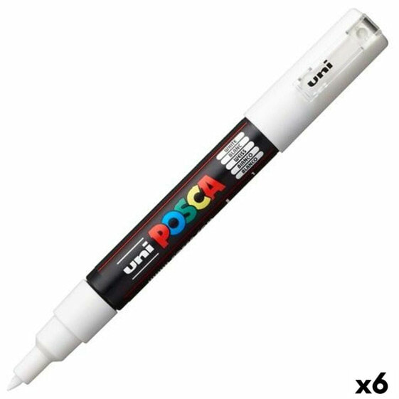 Ручка маркер POSCA PC-1M Белый Черный 6 штук