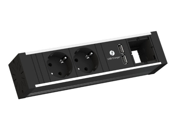 Bachmann VENID - 0.2 m - 2 AC outlet(s) - Indoor - Type F - Type G - Aluminum
