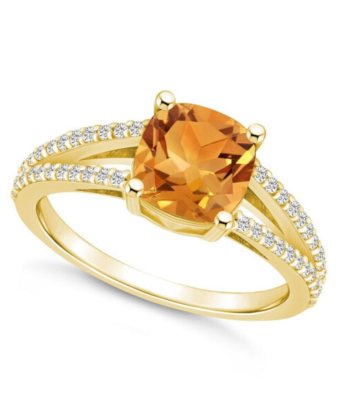 Citrine and Diamond Accent Ring in 14K Yellow Gold