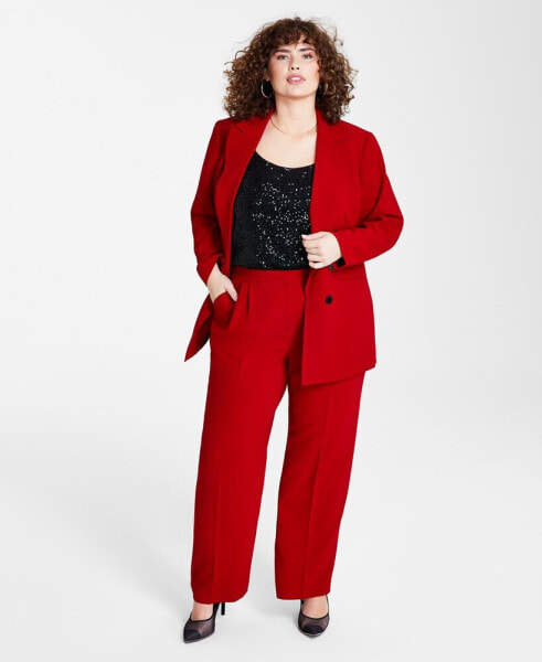 Plus Size Faux Double-Breasted Blazer, Created for Macy's