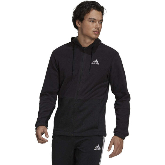 [GV5297] Mens Adidas Essentials Polar Fleece Giant Logo Full-Zip Hoodie