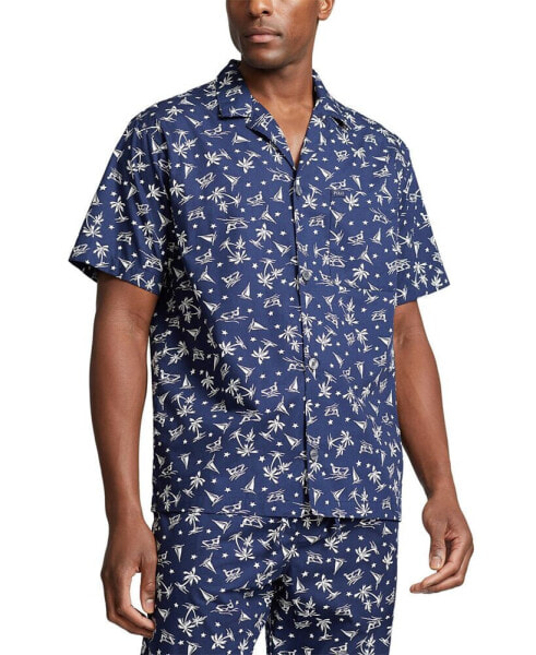 Men's Cotton Notched-Collar Pajama Shirt