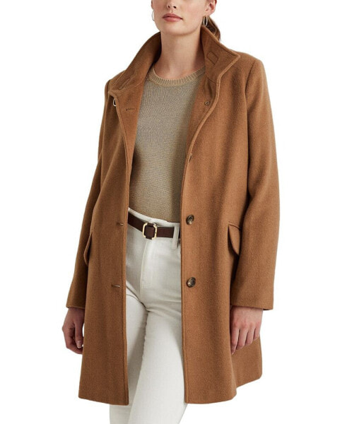 Women's Wool Blend Buckle-Collar Coat