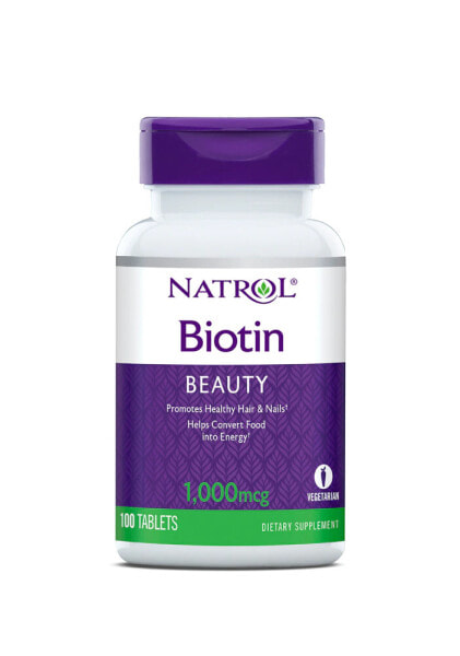 Витамин для здоровья кожи Natrol Biotin, максимальная сила, 10 000 мкг, 100 таблеток