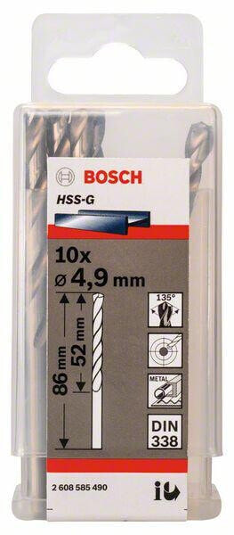 Bosch Metallbohrer HSS-G, DIN 338 4,9 x 52 x 86 mm