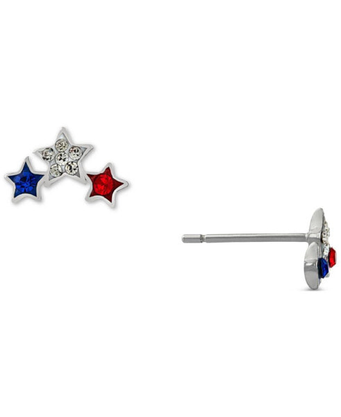 Multicolor Crystal Triple Star Stud Earrings in Sterling Silver, Created for Macy's