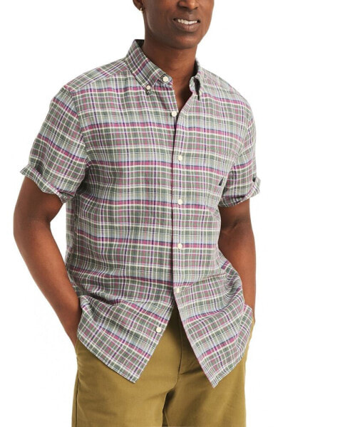 Men's Plaid Short Sleeve Button-Down Shirt